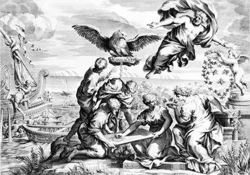 Allegori over Barberini-familien, trykk laget av Karl Audran ca. 1623-40